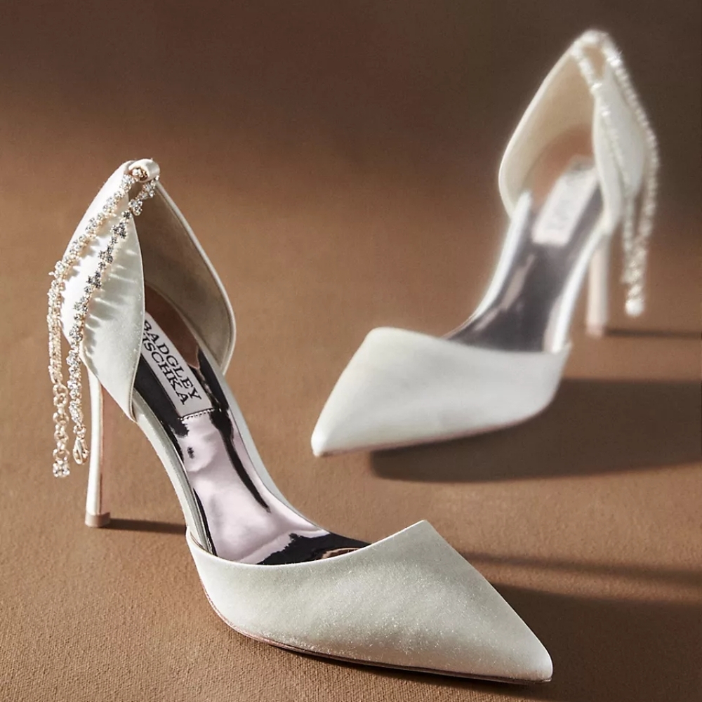 Badgley Mischka Tierra Satin Heels - Ivory